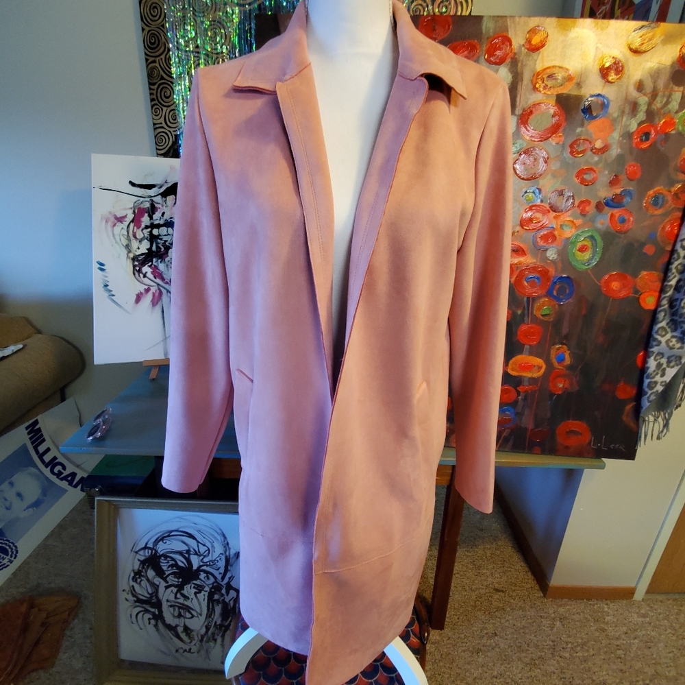 Nwt pink velvety suede like boutique coat jacket